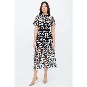 Self-Portrait Floral Guipure Lace Midi Dress - 2 Black